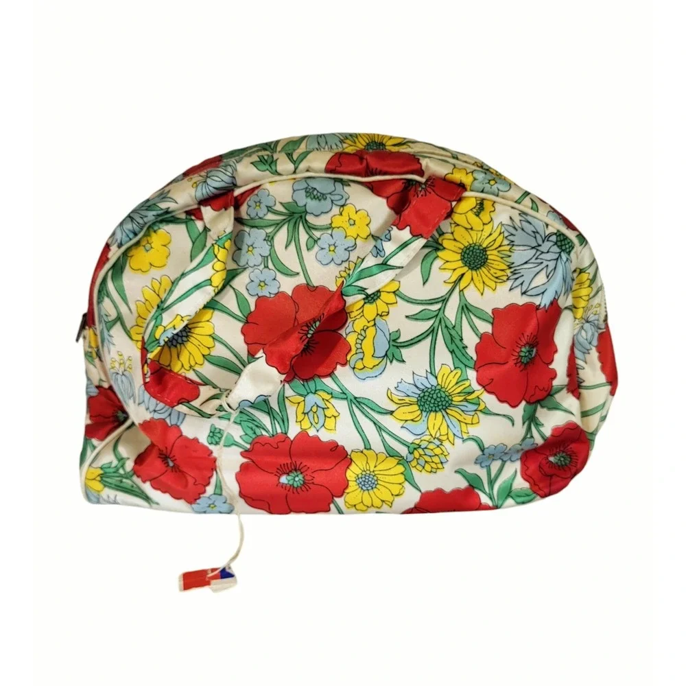 Floral Print Poppy Cosmetic Bag - Red, Yellow, Green